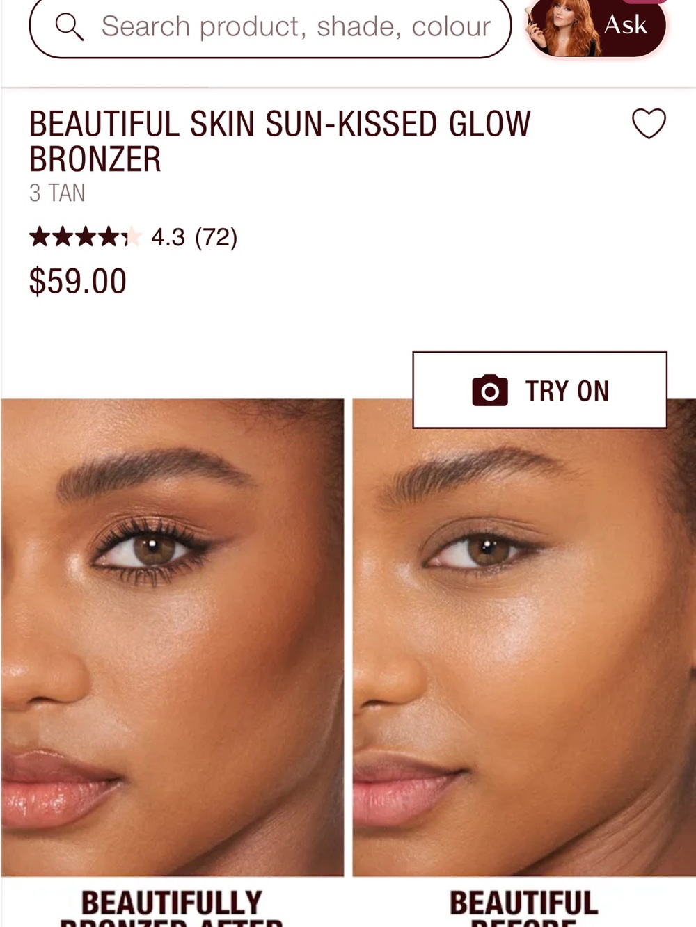Charlotte Tilbury Beautiful Skin Sun-Kissed Glow Bronzer — #3 Tan - Picture 8 of 8